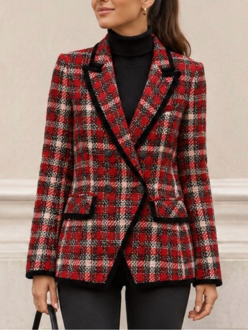 VERONICA BEARD Harriet Cutaway Dickey Blazer Plaid Tweed Size 4 EUC